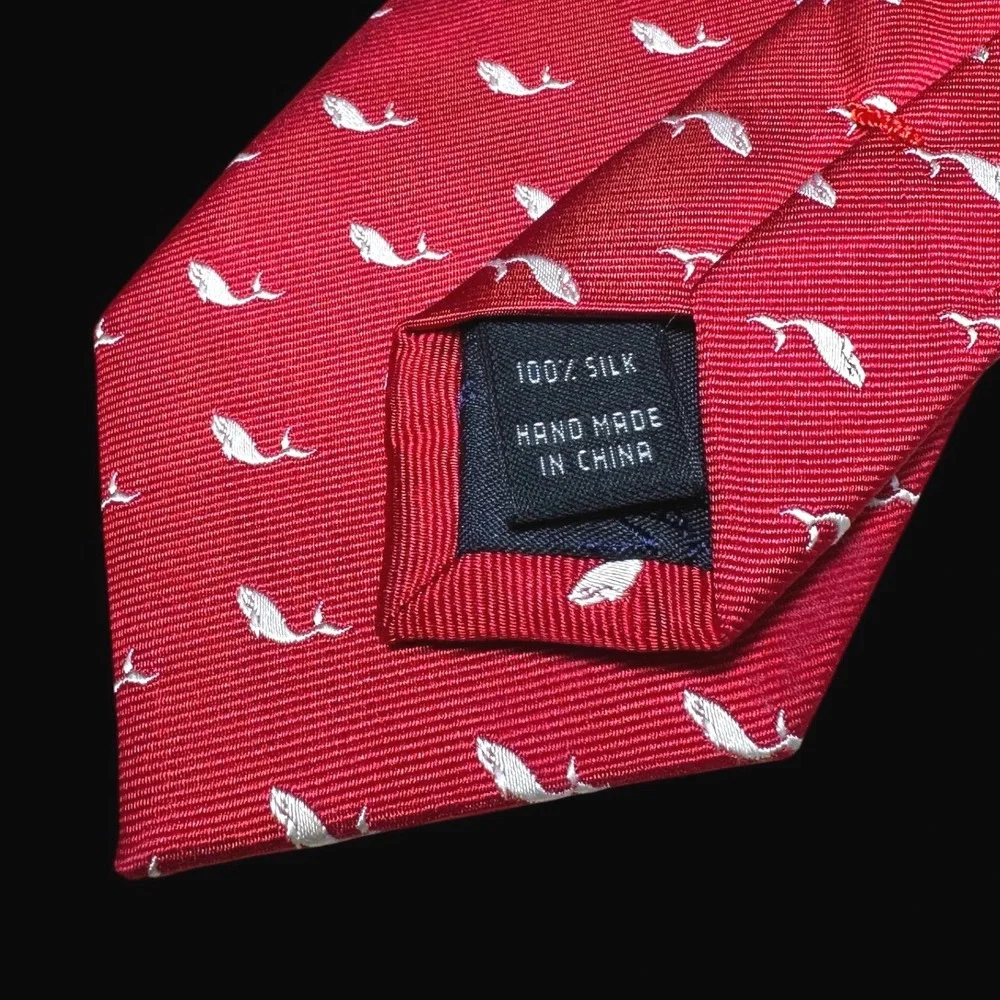 Jos. A. Bank Heritage Collection Red Silk Whale Print Mens Tie Nautical Preppy
